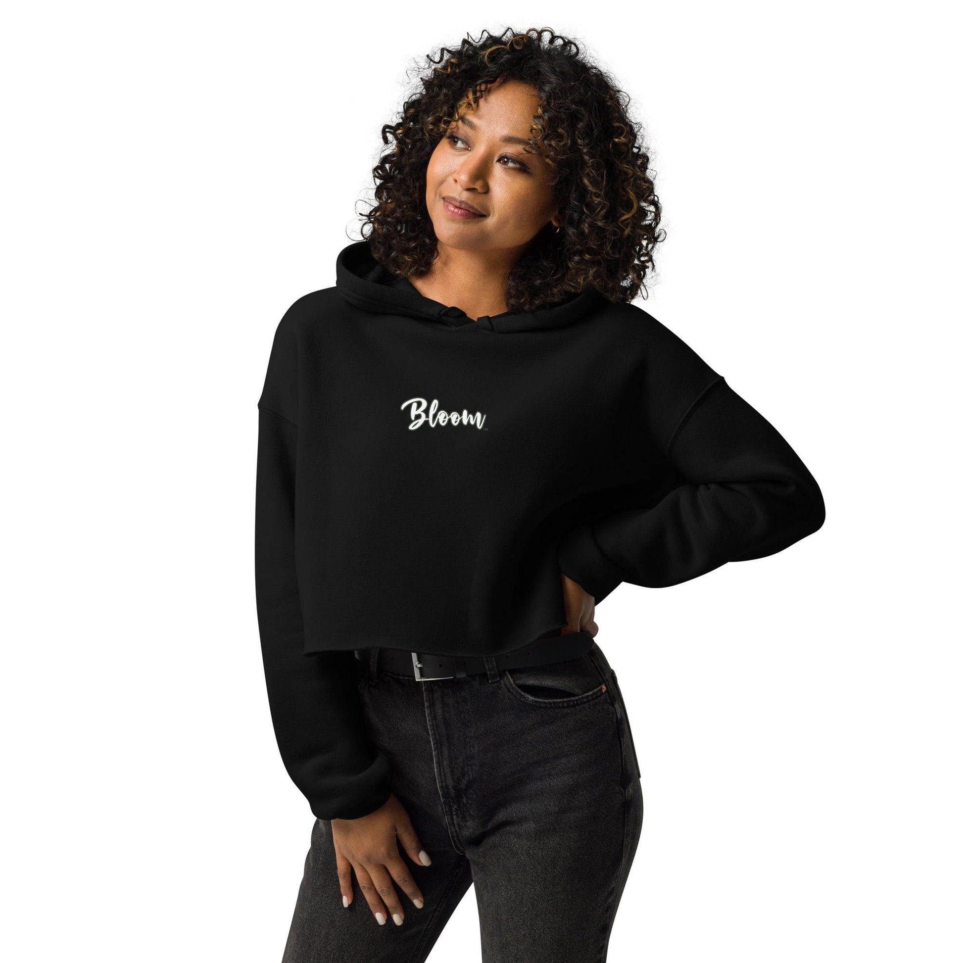Cozy cropped 'Bloom' logo hoodie
